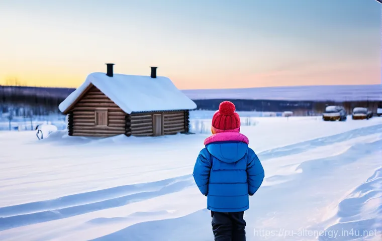 대체에너지로 인한 지역 발전 - **Prompt:** A serene, snow-covered traditional Russian village, nestled in a vast, picturesque winte...