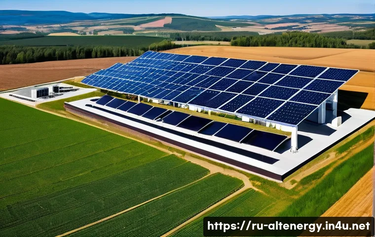 대체에너지 기술 발전 전망 - A modern solar power plant in southern Russia during a bright sunny day, featuring sleek solar panel...
